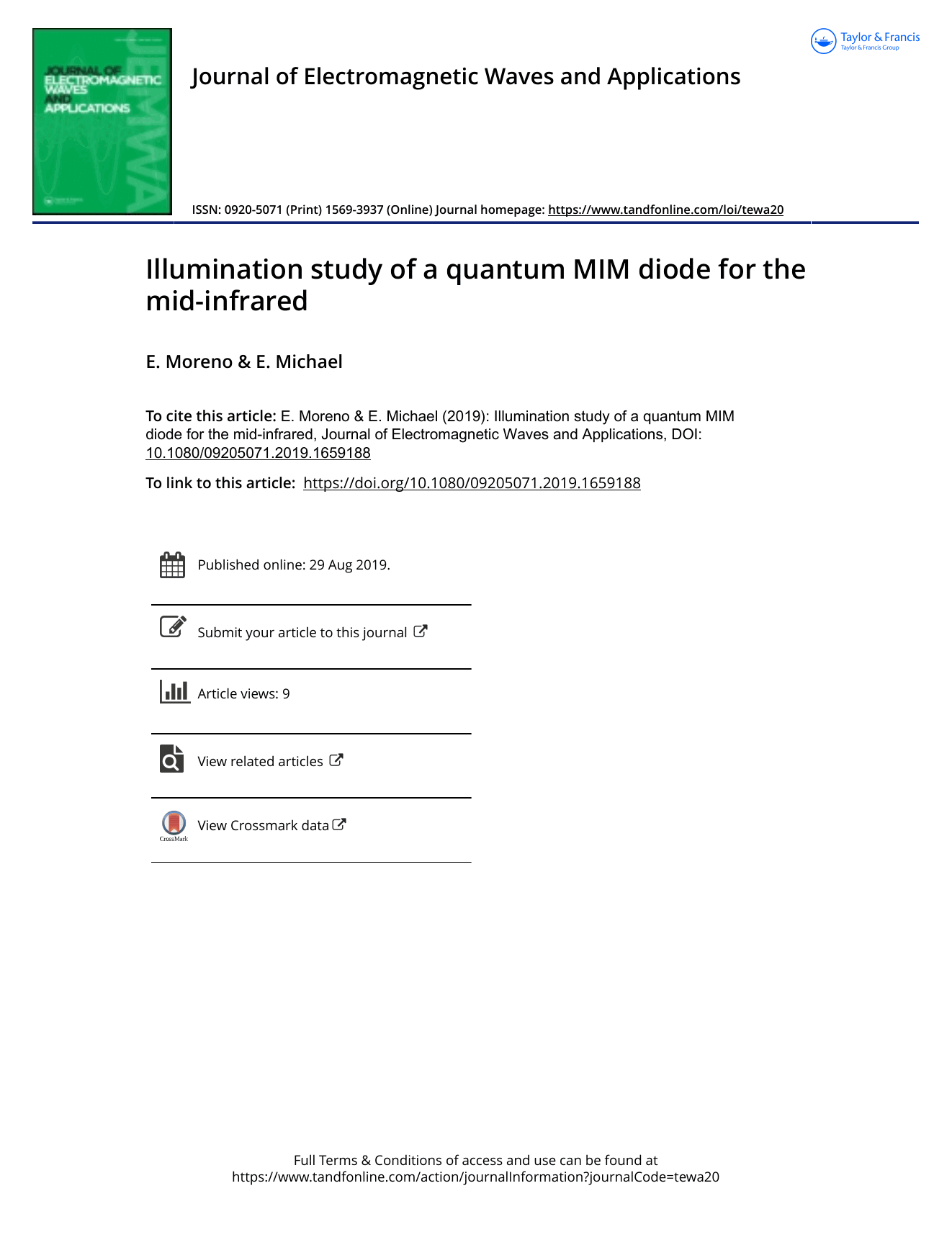 Illumination study of a quantum MIM diode for the mid-infrared