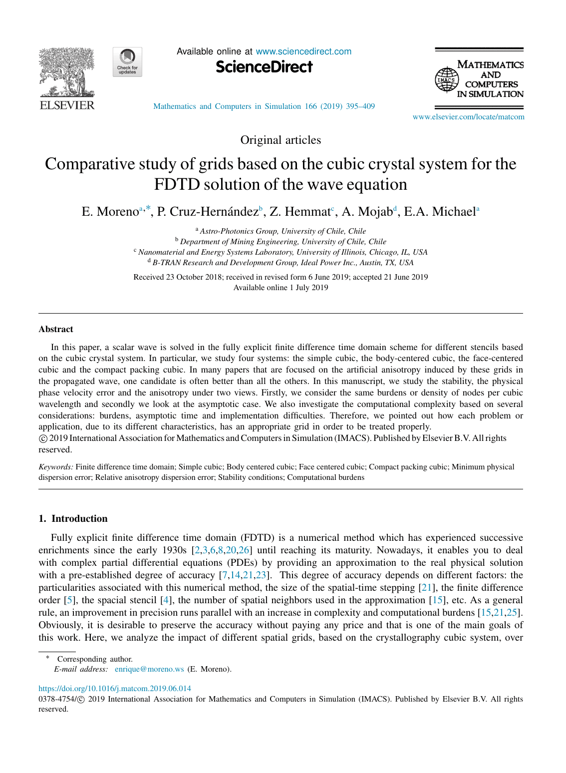 Comparative study of cubic grids for the FDTD solution of the wave equation