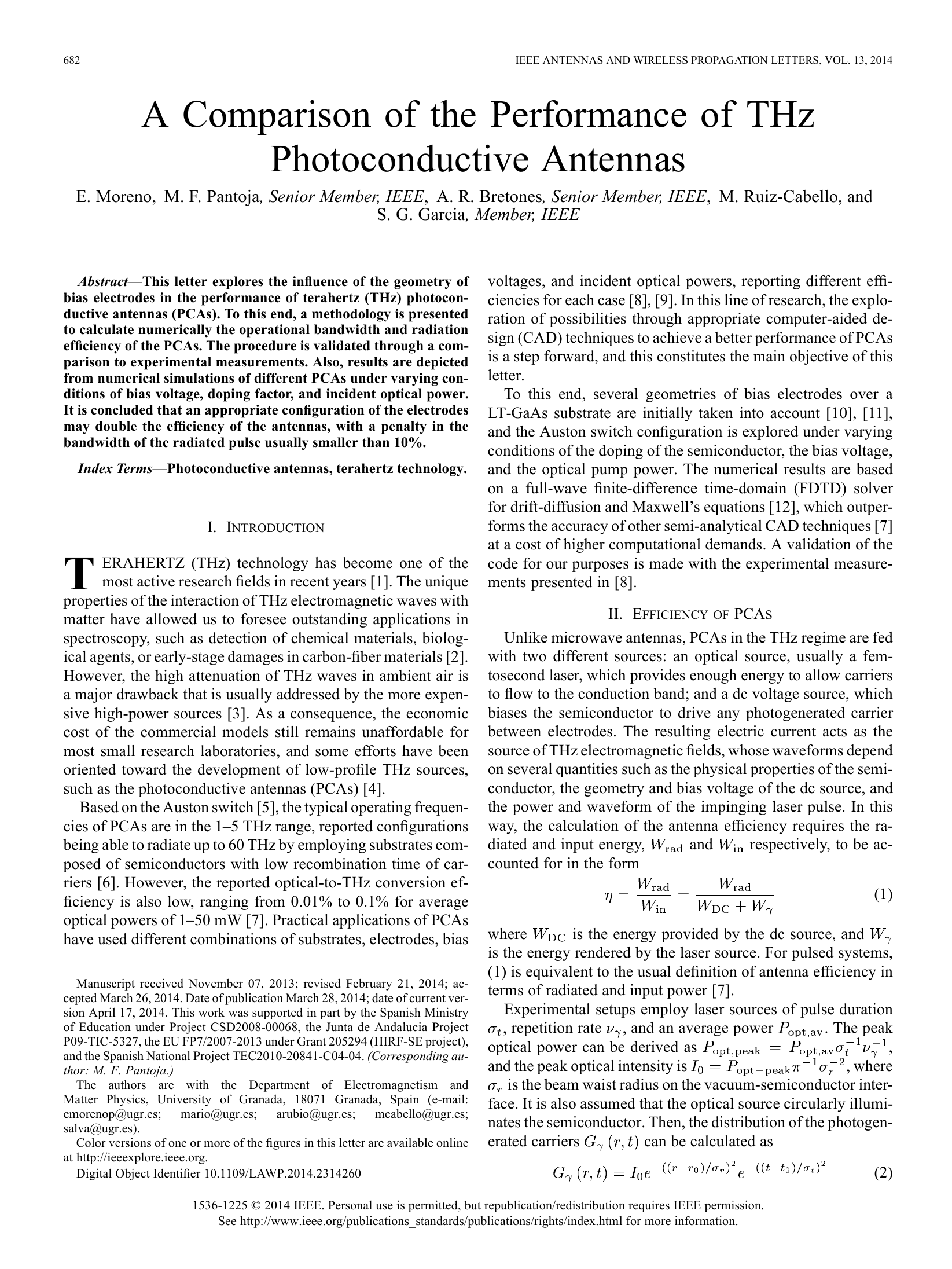 Image of the Performance Comparison of THz Photoconductive Antennas