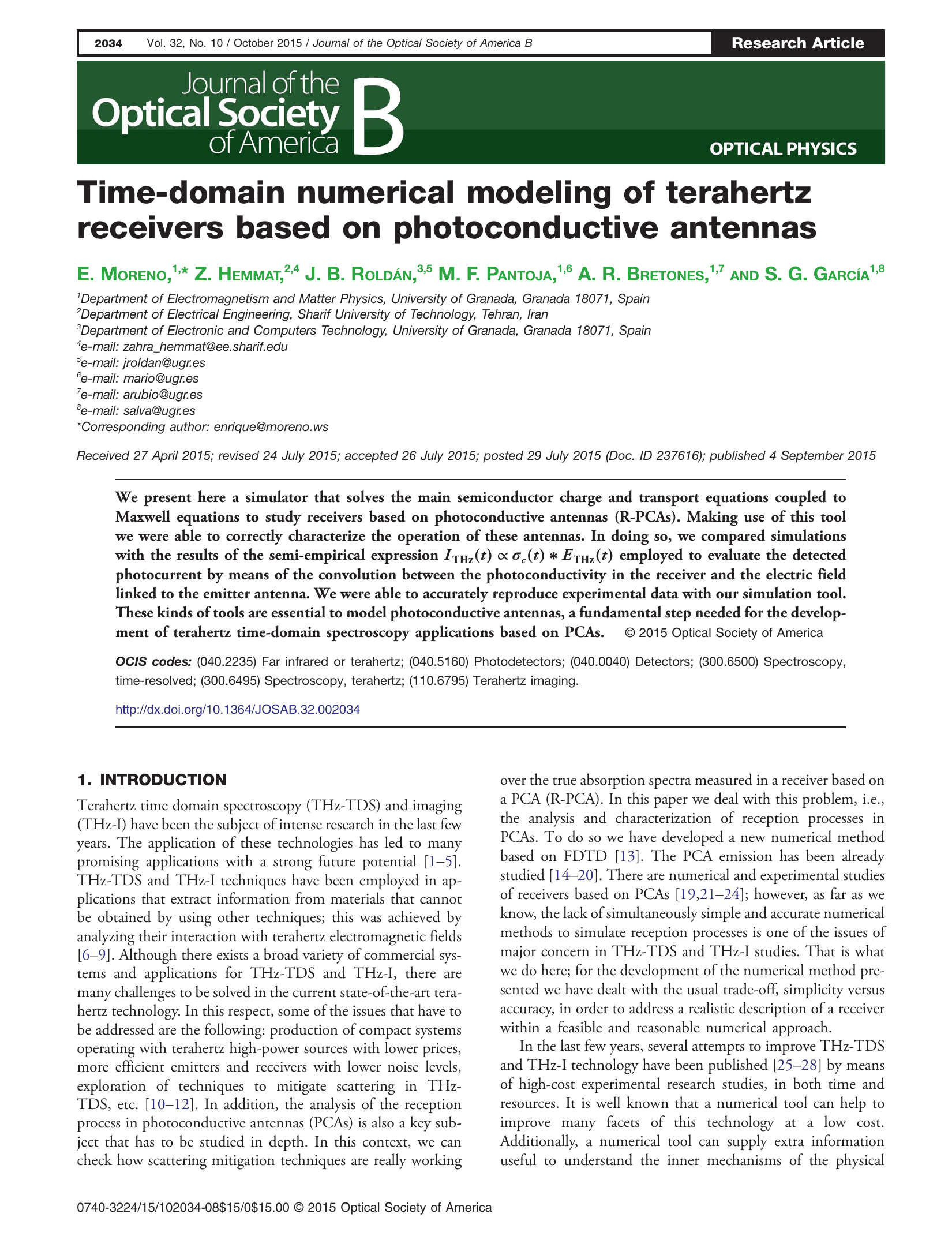 Time-domain Numerical Modeling of Terahertz Receivers Based on Photoconductive Antennas
